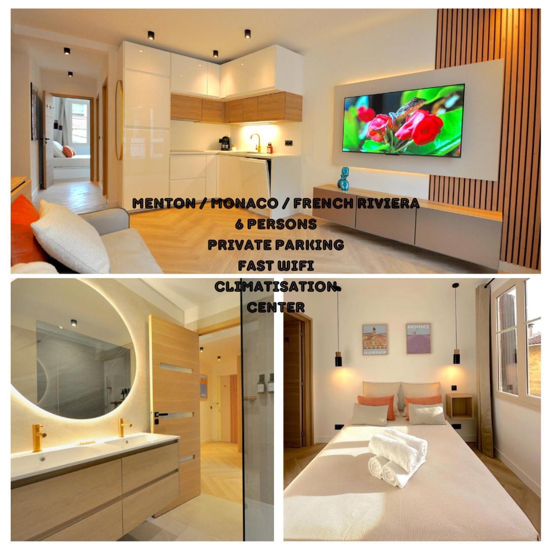 Monaco # Menton - 6 Persons - 2 Bedrooms - Full Renovated - Private Parking - Hypercenter - Clim - Beach And Sun マントン エクステリア 写真